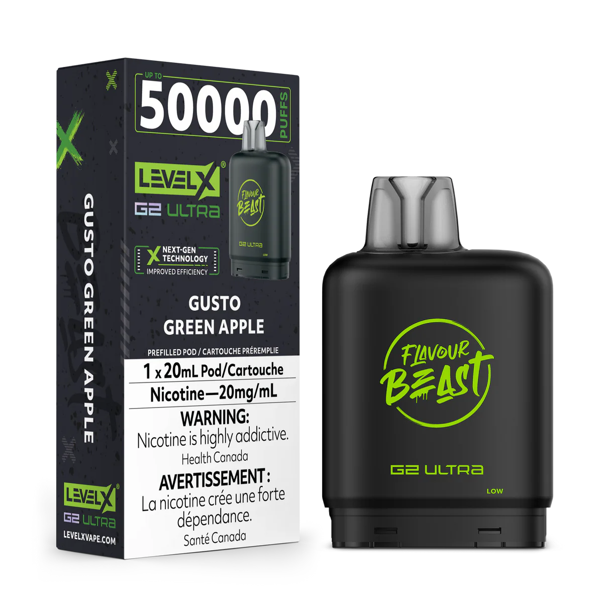 (AB) Flavour Beast: Level X G2 Ultra Pod (50K) - Gusto Green Apple