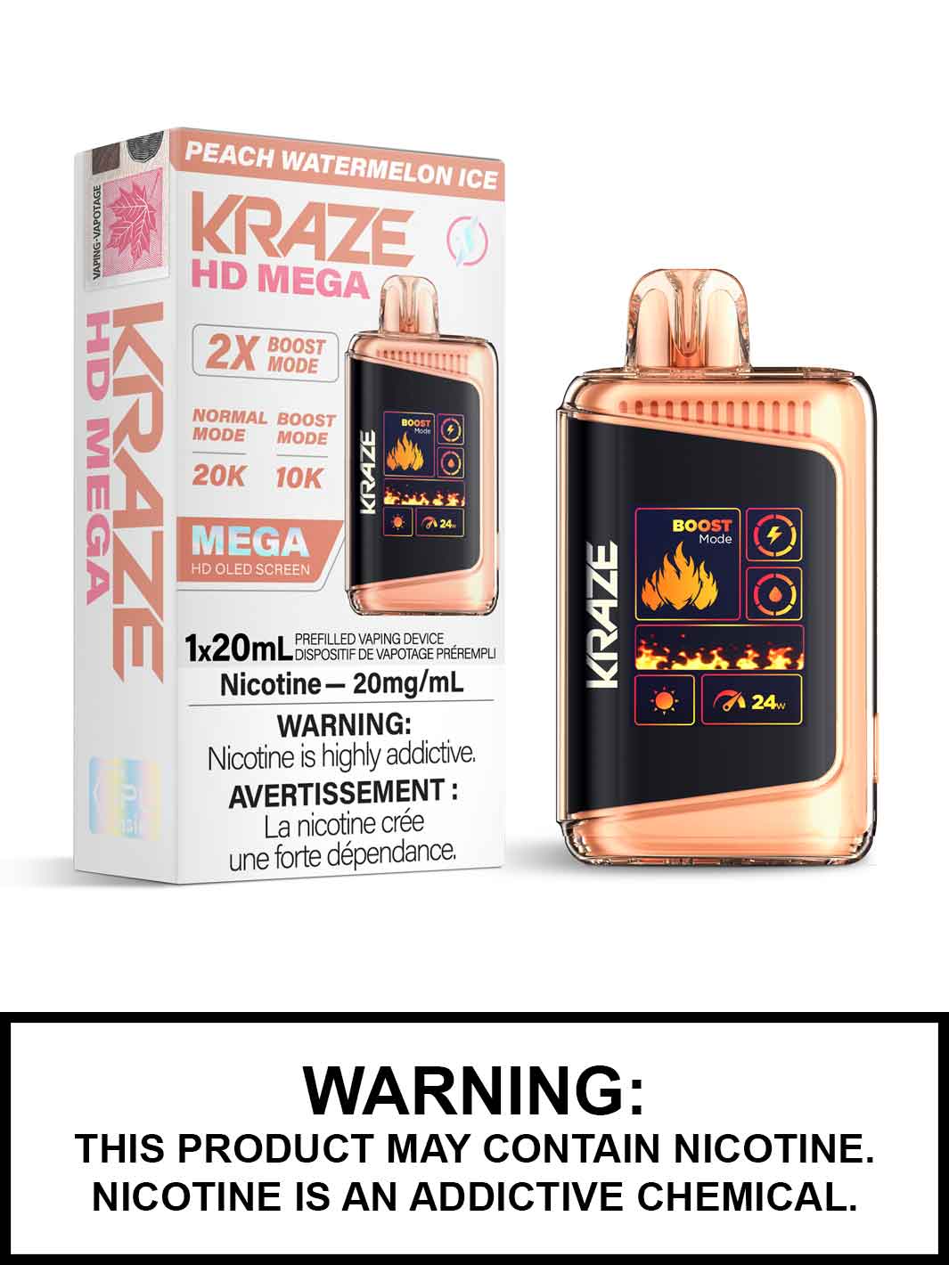 (AB) Kraze: HD MEGA 20K - Peach Watermelon Ice