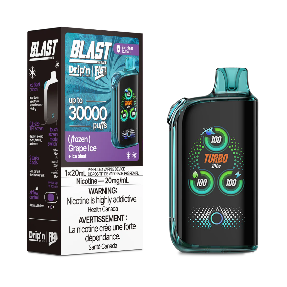 AB) Drip'n: BLAST 30K - Grape Ice  Vape Stadium