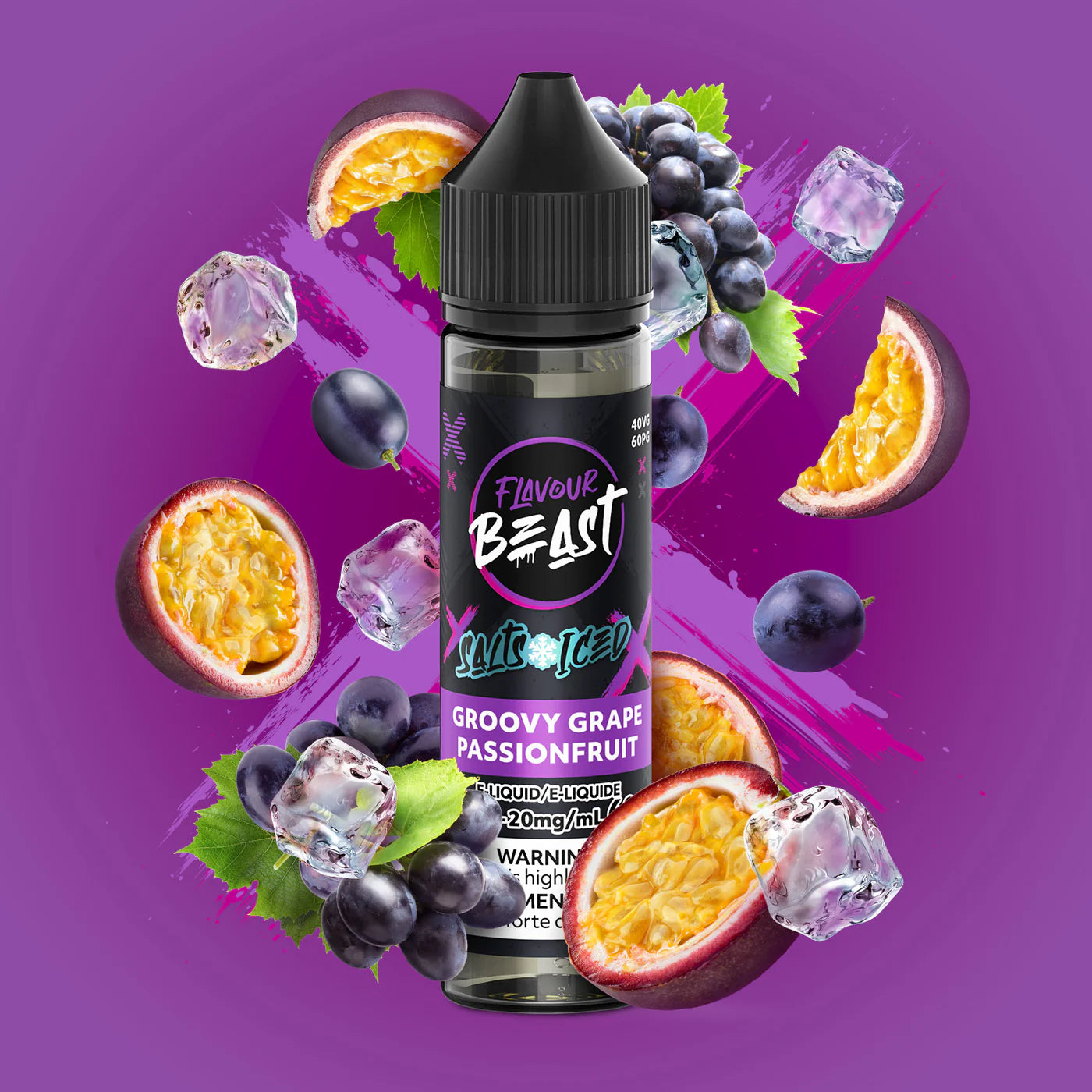 (FED) Flavour Beast: E-liquid Salt (20mg)(60ml) - Groovy Grape Passionfruit