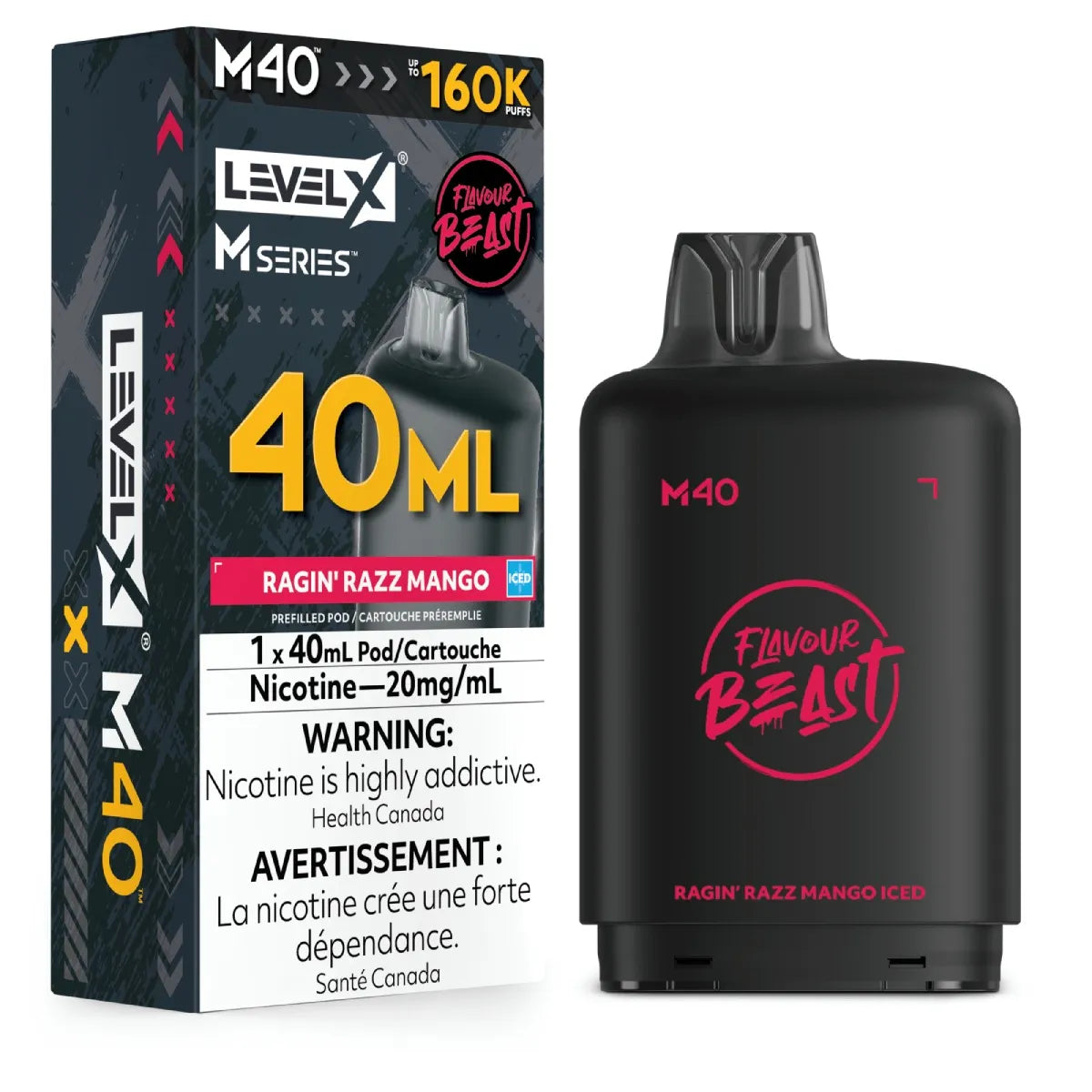 (AB) Level X M pod 40ml Flavour Beast - Ragin’ Razz Mango