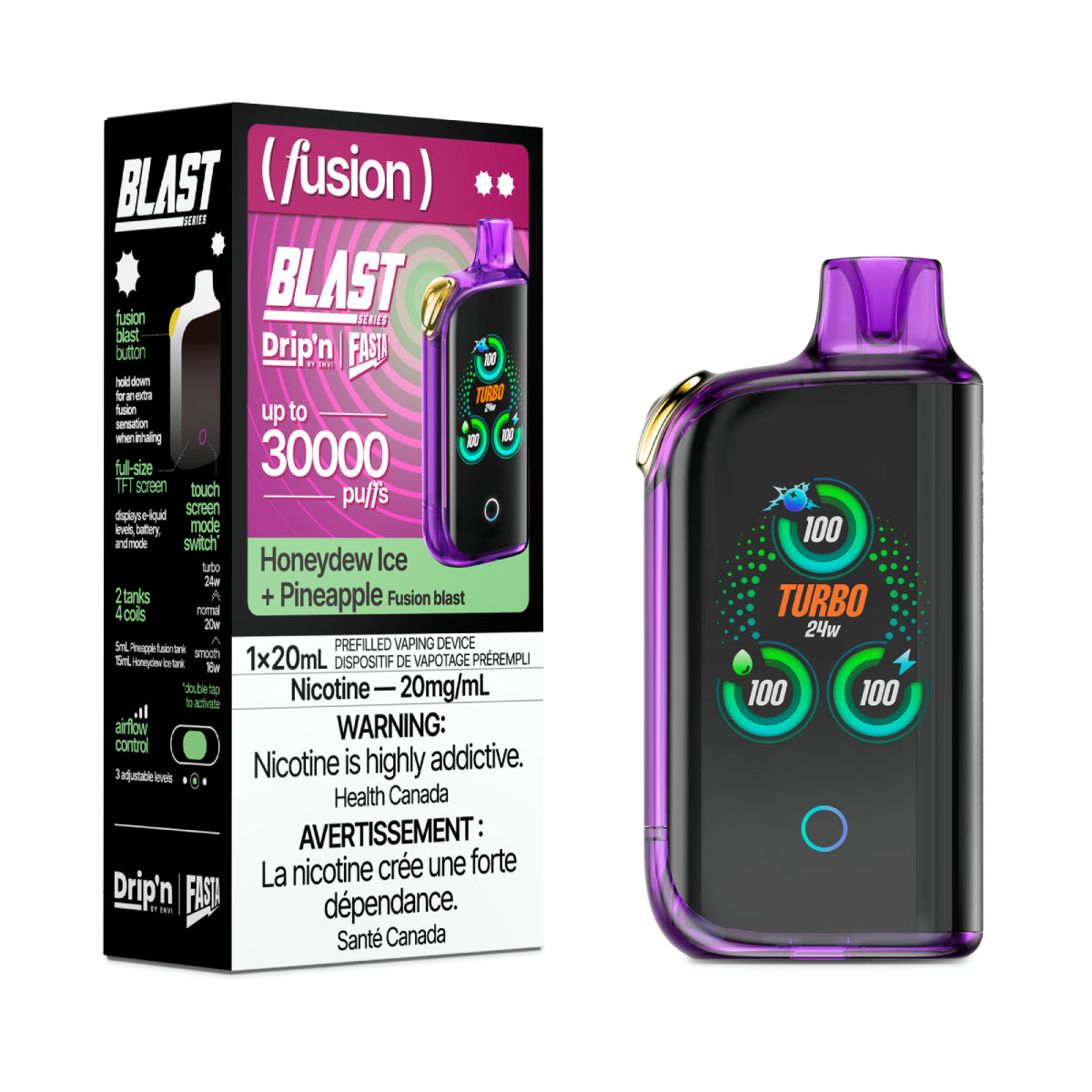 (AB) Drip’n: BLAST 30K Fusion Seriess - Honeydew Ice + Pineapple