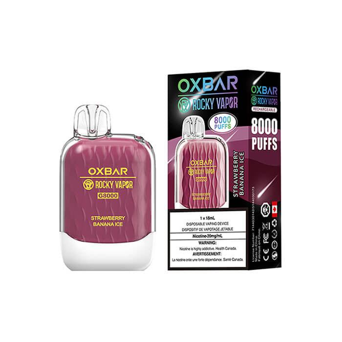 Oxbar 8000 puff Strawberry Banana Ice (FED)  Vape Stadium