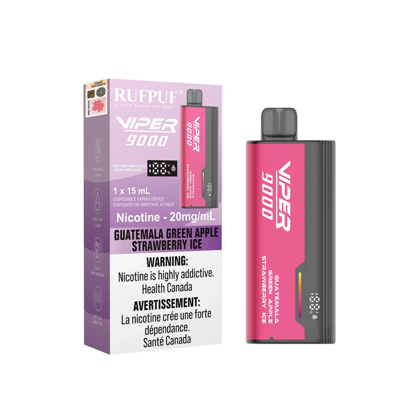 (FED) Rufpuf: Viper (9k) - Guatemala Green Apple Strawberry Ice