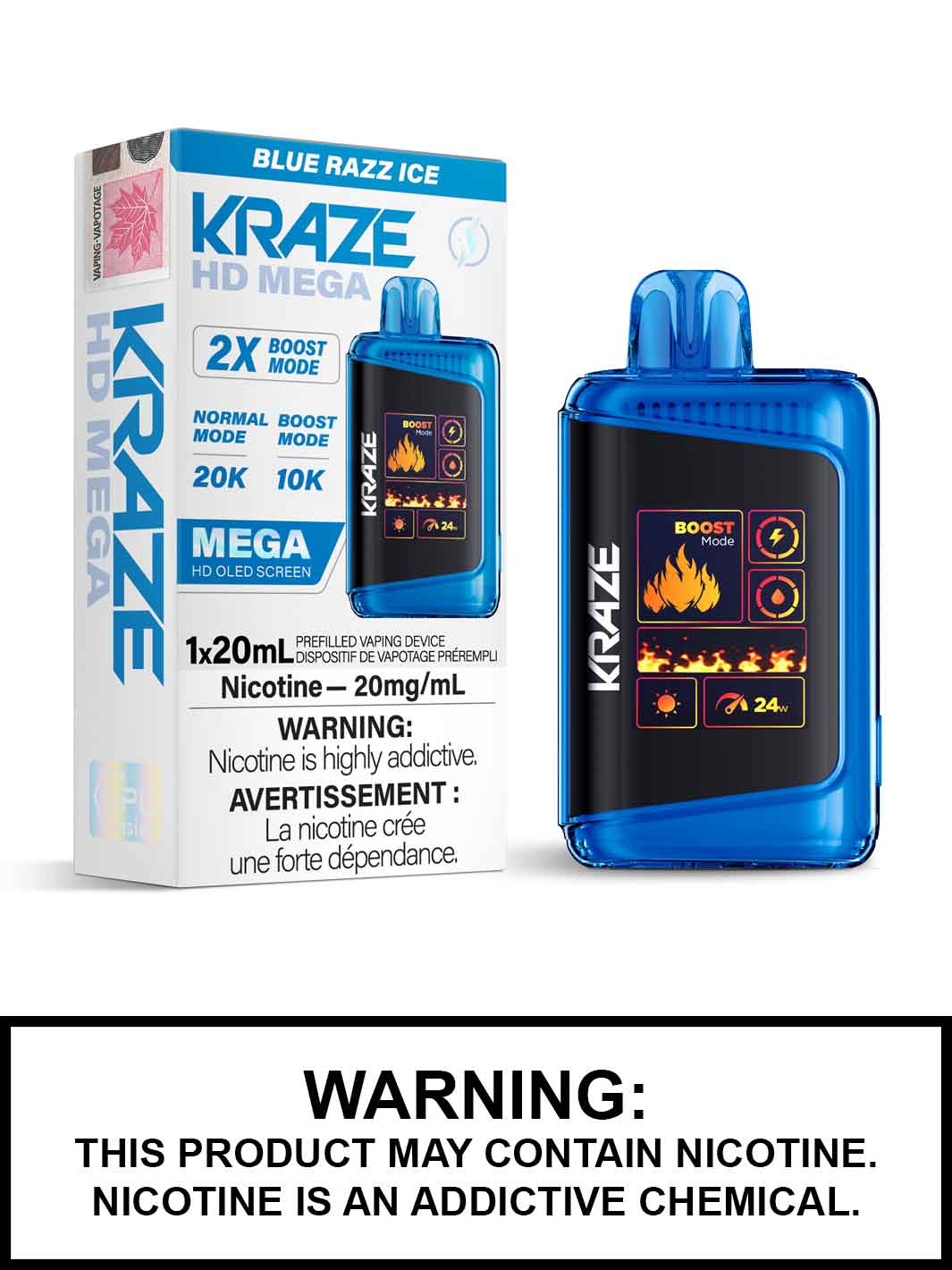 (AB) Kraze: HD MEGA 20K - Blue Razz Ice