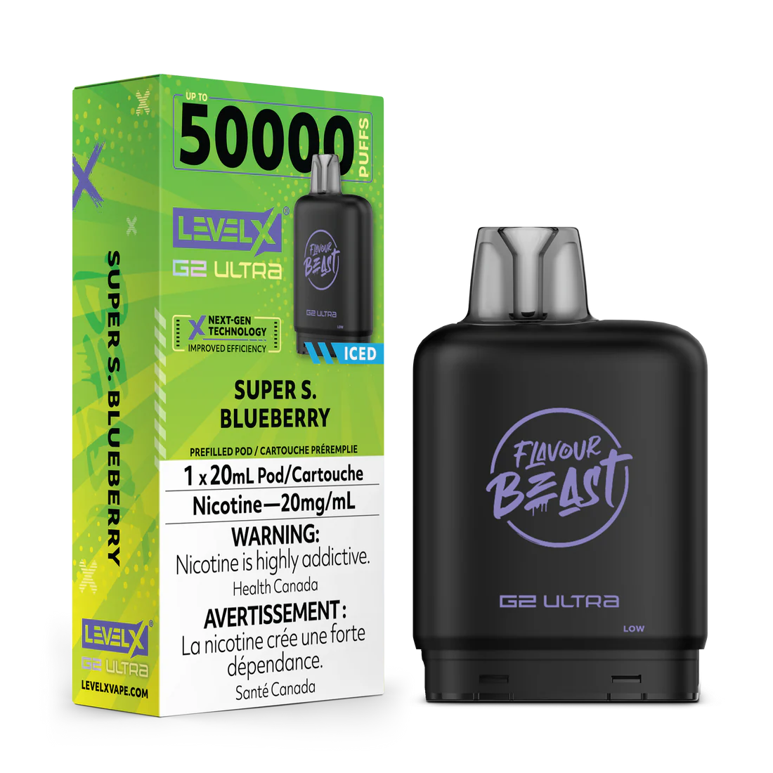 (AB) Flavour Beast: Level X G2 Ultra Pod (50K) - Super Sour Blueberry