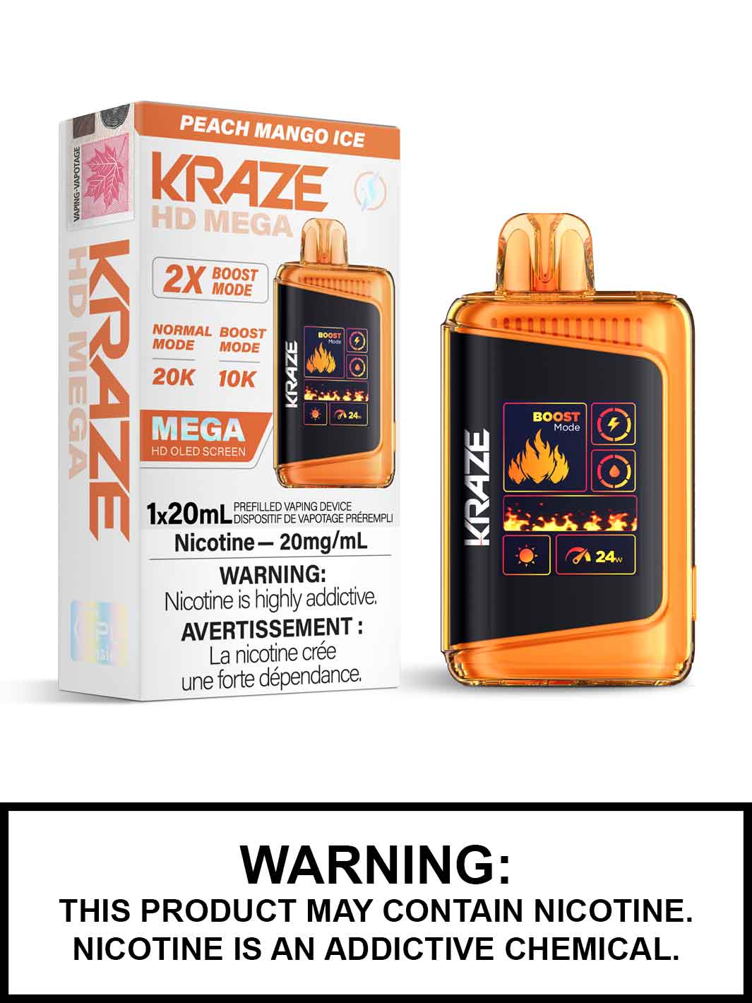 (AB) Kraze: HD MEGA 20K - Peach Mango Ice