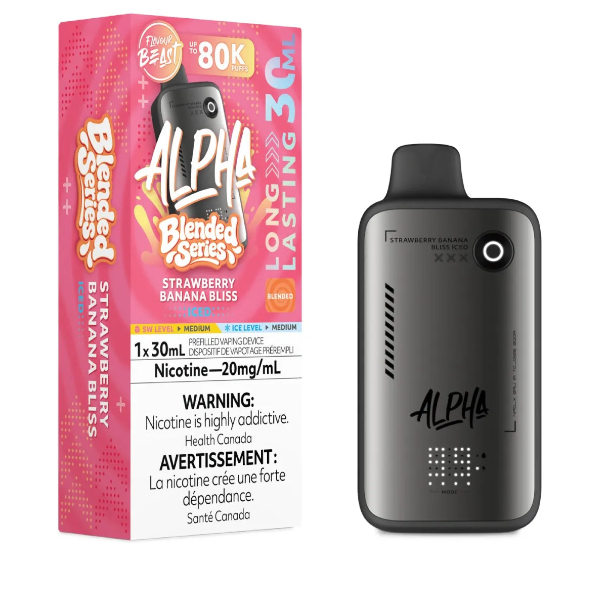 (AB) Flavour Beast: Alpha 80K - Strawberry Banana Bliss Iced
