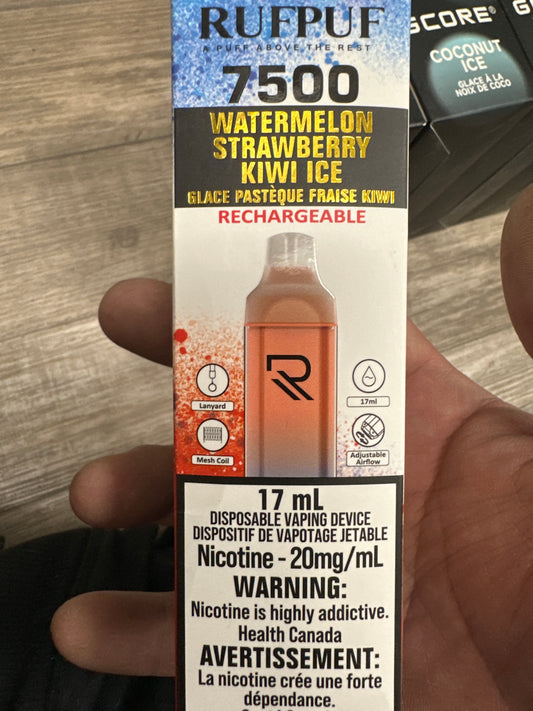Rufpuf 7500 20mg Watermelon Strawberry kiwi ice