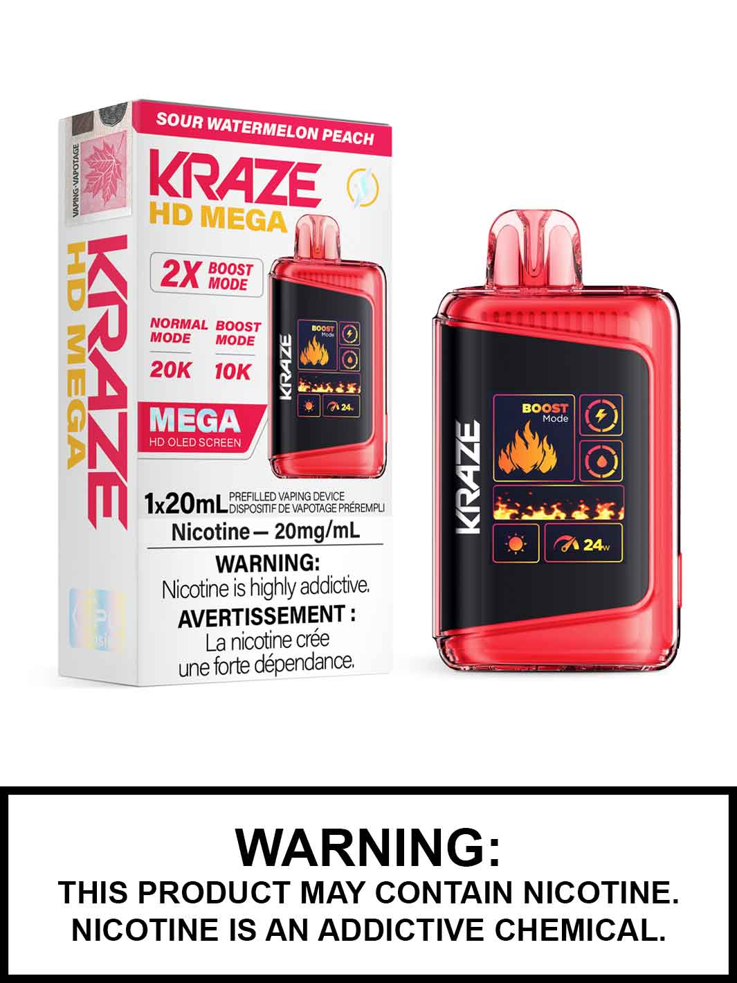 (AB) Kraze: HD MEGA 20K - Sour Watermelon Peach