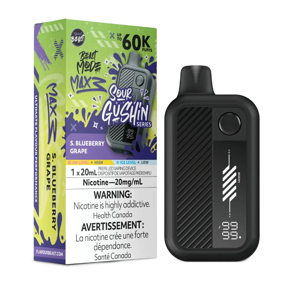 (FED) Flavour Beast: Mode Max 3 (60K) - Sour Gushin’ Blueberry Grape