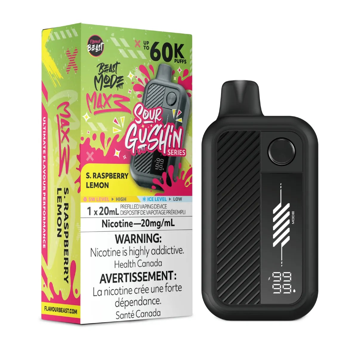 (FED) Flavour Beast: Mode Max 3 (60K) - Sour Gushin’ Raspberry Lemon