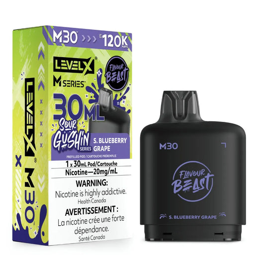(FED) Level X M pod 30ml Flavour Beast - S.G. S. Blueberry Grape