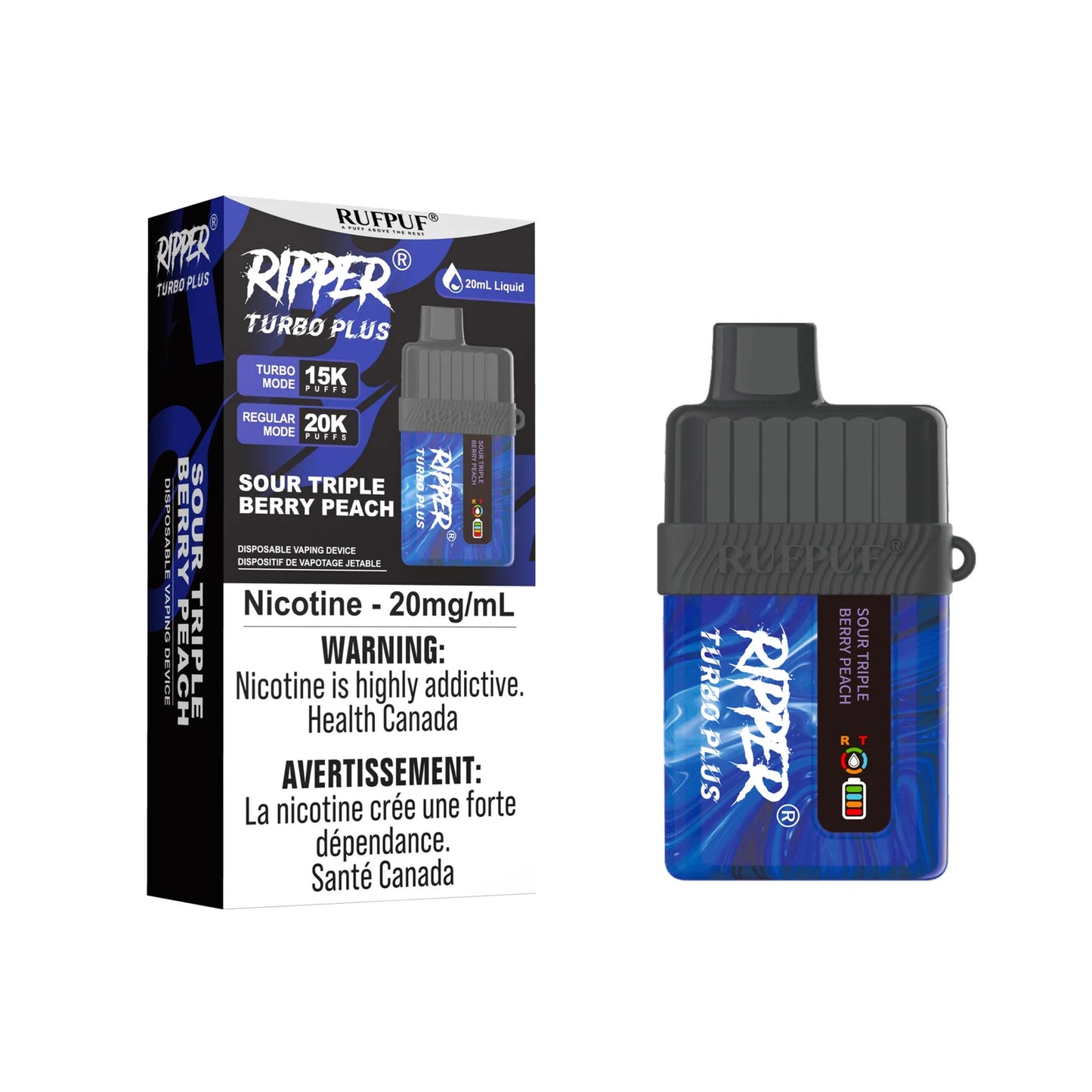 (FED) Rufpuf: Ripper Turbo Plus (20k) - Sour Triple Berry Peach