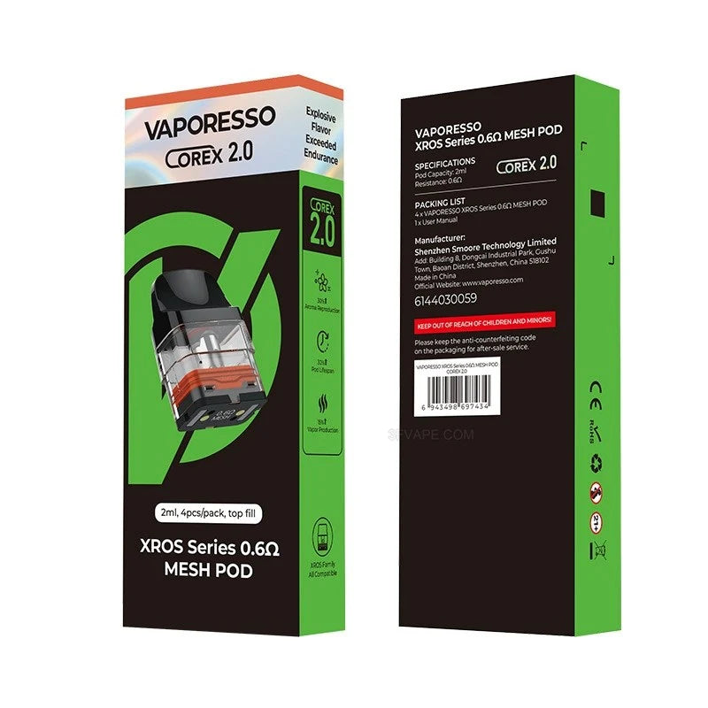 Vaporesso Xros 0.6ohm Replacement Pod 4/PK COREX (2ml)