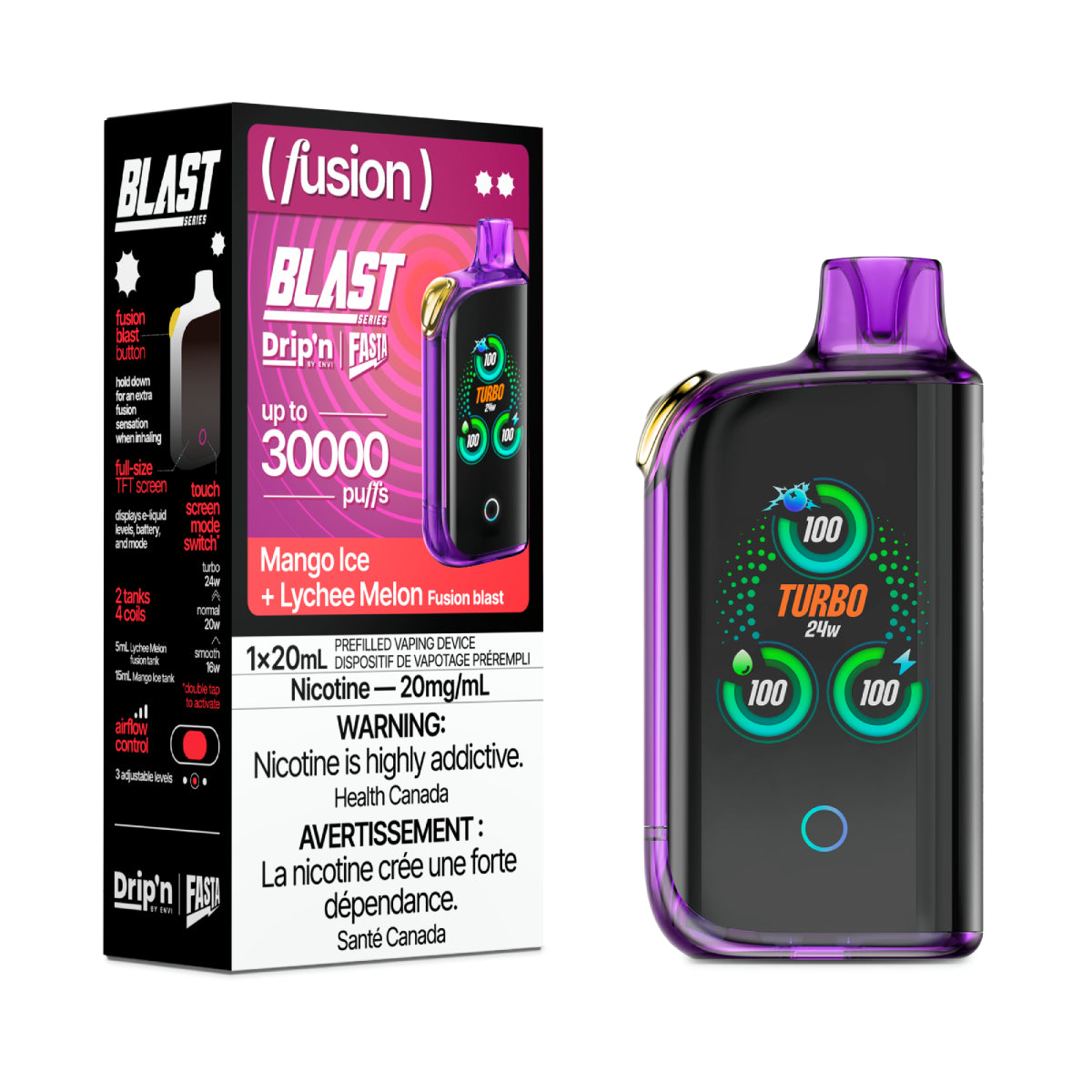 (AB) Drip’n: BLAST 30K Fusion Seriess - Mango Ice + Lychee Melon