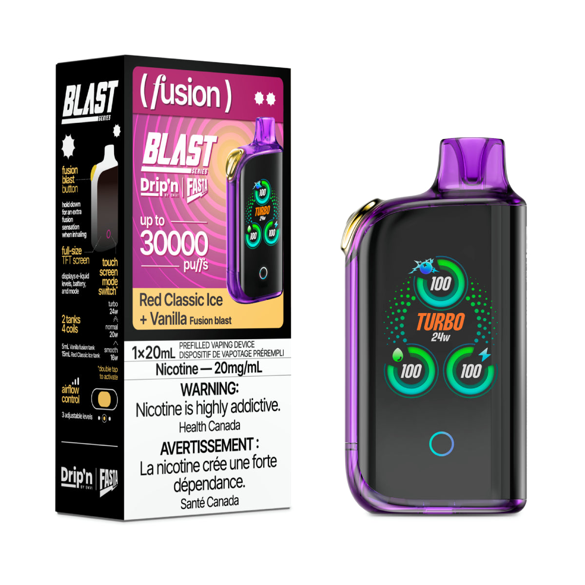 (AB) Drip’n: BLAST 30K Fusion Seriess - Red Classic Ice + Vanilla