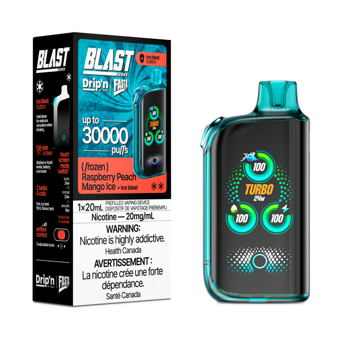 (AB) Drip'n: BLAST 30K - Raspberry Peach Mango Ice