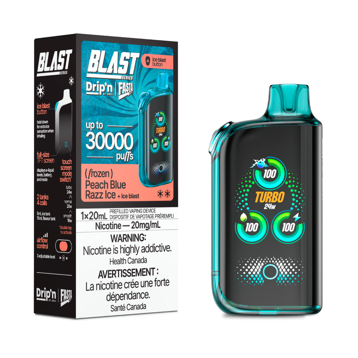 (AB) Drip'n: BLAST 30K - Peach Blue Razz Ice